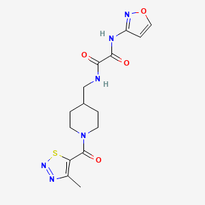 molecular formula C15H18N6O4S B2706088 N'-{[1-(4-methyl-1,2,3-thiadiazole-5-carbonyl)piperidin-4-yl]methyl}-N-(1,2-oxazol-3-yl)ethanediamide CAS No. 1327217-64-0