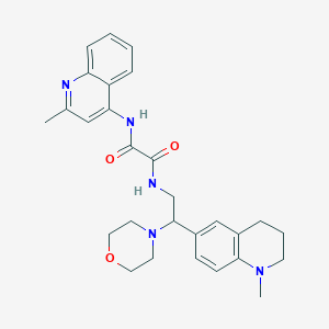 molecular formula C28H33N5O3 B2706115 N'-[2-(1-methyl-1,2,3,4-tetrahydroquinolin-6-yl)-2-(morpholin-4-yl)ethyl]-N-(2-methylquinolin-4-yl)ethanediamide CAS No. 921924-87-0