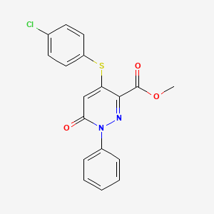 Methyl 4-[(4-chlorophenyl)sulfanyl]-6-oxo-1-phenyl-1,6-dihydro-3-pyridazinecarboxylate