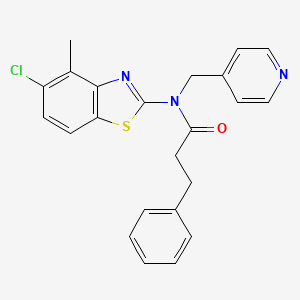 molecular formula C23H20ClN3OS B2706139 N-(5-chloro-4-methyl-1,3-benzothiazol-2-yl)-3-phenyl-N-[(pyridin-4-yl)methyl]propanamide CAS No. 923195-40-8