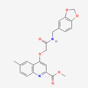 molecular formula C22H20N2O6 B2706147 methyl 4-({[(2H-1,3-benzodioxol-5-yl)methyl]carbamoyl}methoxy)-6-methylquinoline-2-carboxylate CAS No. 1359395-55-3