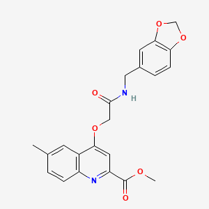 Methyl 4-(2-((benzo[d][1,3]dioxol-5-ylmethyl)amino)-2-oxoethoxy)-6-methylquinoline-2-carboxylate