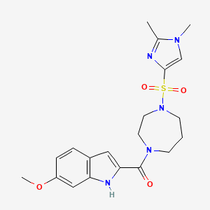 (4-((1,2-dimethyl-1H-imidazol-4-yl)sulfonyl)-1,4-diazepan-1-yl)(6-methoxy-1H-indol-2-yl)methanone