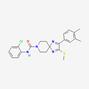 molecular formula C23H25ClN4OS B2706175 N-(2-CHLOROPHENYL)-2-(3,4-DIMETHYLPHENYL)-3-(METHYLSULFANYL)-1,4,8-TRIAZASPIRO[4.5]DECA-1,3-DIENE-8-CARBOXAMIDE CAS No. 894881-85-7