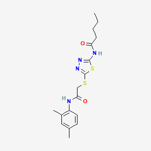 molecular formula C17H22N4O2S2 B2706194 N-[5-({[(2,4-dimethylphenyl)carbamoyl]methyl}sulfanyl)-1,3,4-thiadiazol-2-yl]pentanamide CAS No. 392295-49-7