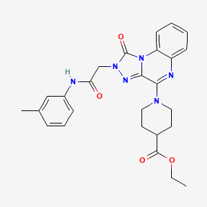 molecular formula C26H28N6O4 B2706211 Ethyl 1-(2-{2-[(3-methylphenyl)amino]-2-oxoethyl}-1-oxo-1,2-dihydro[1,2,4]triazolo[4,3-a]quinoxalin-4-yl)piperidine-4-carboxylate CAS No. 1184987-69-6