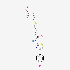 molecular formula C20H19FN2O2S2 B2706220 N-(4-(4-fluorophenyl)thiazol-2-yl)-4-((4-methoxyphenyl)thio)butanamide CAS No. 922933-22-0