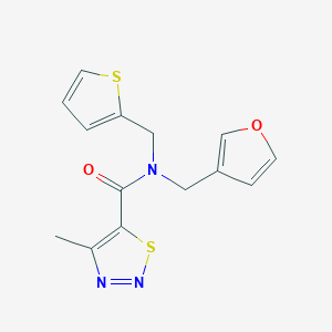 molecular formula C14H13N3O2S2 B2706224 N-(furan-3-ylmethyl)-4-methyl-N-(thiophen-2-ylmethyl)-1,2,3-thiadiazole-5-carboxamide CAS No. 1421480-59-2