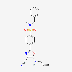 molecular formula C21H20N4O3S B2706259 N-benzyl-4-{4-cyano-5-[(prop-2-en-1-yl)amino]-1,3-oxazol-2-yl}-N-methylbenzene-1-sulfonamide CAS No. 941240-82-0