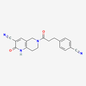 molecular formula C19H16N4O2 B2706263 6-(3-(4-Cyanophenyl)propanoyl)-2-oxo-1,2,5,6,7,8-hexahydro-1,6-naphthyridine-3-carbonitrile CAS No. 2034306-53-9