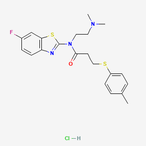 molecular formula C21H25ClFN3OS2 B2706265 N-(2-(dimethylamino)ethyl)-N-(6-fluorobenzo[d]thiazol-2-yl)-3-(p-tolylthio)propanamide hydrochloride CAS No. 1215553-55-1