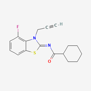 molecular formula C17H17FN2OS B2706269 N-[(2Z)-4-fluoro-3-(prop-2-yn-1-yl)-2,3-dihydro-1,3-benzothiazol-2-ylidene]cyclohexanecarboxamide CAS No. 865248-92-6