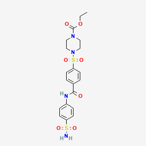 molecular formula C20H24N4O7S2 B2706329 ETHYL 4-{4-[(4-SULFAMOYLPHENYL)CARBAMOYL]BENZENESULFONYL}PIPERAZINE-1-CARBOXYLATE CAS No. 441291-63-0