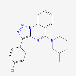 molecular formula C21H20ClN5 B2706339 1-[3-(4-Chlorophenyl)-[1,2,3]triazolo[1,5-a]quinazolin-5-yl]-3-methylpiperidine CAS No. 866345-59-7