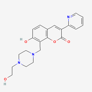 molecular formula C21H23N3O4 B2706359 7-hydroxy-8-{[4-(2-hydroxyethyl)piperazin-1-yl]methyl}-3-(pyridin-2-yl)-2H-chromen-2-one CAS No. 384362-20-3