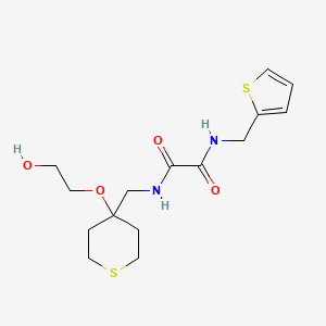 molecular formula C15H22N2O4S2 B2706369 N1-((4-(2-hydroxyethoxy)tetrahydro-2H-thiopyran-4-yl)methyl)-N2-(thiophen-2-ylmethyl)oxalamide CAS No. 2319894-57-8