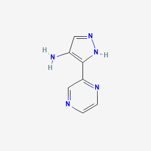 molecular formula C7H7N5 B2706384 3-(PYRAZIN-2-YL)-1H-PYRAZOL-4-AMINE CAS No. 896467-28-0