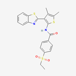 molecular formula C22H20N2O3S3 B2706438 N-(3-(benzo[d]thiazol-2-yl)-4,5-dimethylthiophen-2-yl)-4-(ethylsulfonyl)benzamide CAS No. 886961-00-8