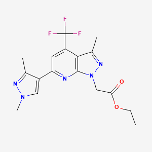 molecular formula C17H18F3N5O2 B2706439 ethyl [6-(1,3-dimethyl-1H-pyrazol-4-yl)-3-methyl-4-(trifluoromethyl)-1H-pyrazolo[3,4-b]pyridin-1-yl]acetate CAS No. 1052634-92-0