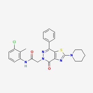 molecular formula C25H24ClN5O2S B2706449 N-(3-chloro-2-methylphenyl)-2-(4-oxo-7-phenyl-2-(piperidin-1-yl)thiazolo[4,5-d]pyridazin-5(4H)-yl)acetamide CAS No. 1203226-32-7