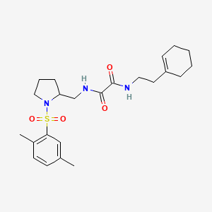 molecular formula C23H33N3O4S B2706460 N'-[2-(cyclohex-1-en-1-yl)ethyl]-N-{[1-(2,5-dimethylbenzenesulfonyl)pyrrolidin-2-yl]methyl}ethanediamide CAS No. 896287-04-0
