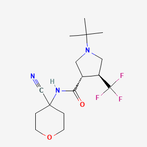 molecular formula C16H24F3N3O2 B2706471 (3S,4S)-1-Tert-butyl-N-(4-cyanooxan-4-yl)-4-(trifluoromethyl)pyrrolidine-3-carboxamide CAS No. 2223564-67-6