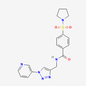 molecular formula C19H20N6O3S B2706477 N-((1-(pyridin-3-yl)-1H-1,2,3-triazol-4-yl)methyl)-4-(pyrrolidin-1-ylsulfonyl)benzamide CAS No. 2034582-95-9