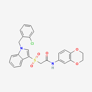 2-[1-[(2-chlorophenyl)methyl]indol-3-yl]sulfonyl-N-(2,3-dihydro-1,4-benzodioxin-6-yl)acetamide