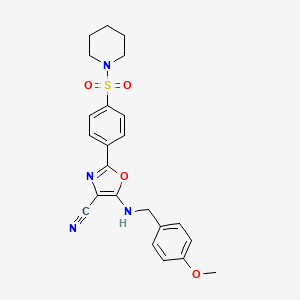 5-((4-Methoxybenzyl)amino)-2-(4-(piperidin-1-ylsulfonyl)phenyl)oxazole-4-carbonitrile