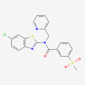 molecular formula C21H16ClN3O3S2 B2706491 N-(6-chloro-1,3-benzothiazol-2-yl)-3-methanesulfonyl-N-[(pyridin-2-yl)methyl]benzamide CAS No. 886937-48-0