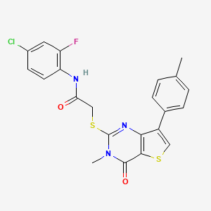 B2706543 N-(4-chloro-2-fluorophenyl)-2-{[3-methyl-7-(4-methylphenyl)-4-oxo-3,4-dihydrothieno[3,2-d]pyrimidin-2-yl]sulfanyl}acetamide CAS No. 1111292-30-8
