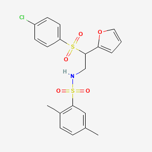 molecular formula C20H20ClNO5S2 B2706586 N-[2-(4-chlorobenzenesulfonyl)-2-(furan-2-yl)ethyl]-2,5-dimethylbenzene-1-sulfonamide CAS No. 877816-92-7