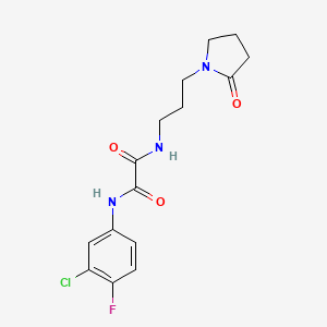 molecular formula C15H17ClFN3O3 B2706592 N1-(3-chloro-4-fluorophenyl)-N2-(3-(2-oxopyrrolidin-1-yl)propyl)oxalamide CAS No. 900001-13-0