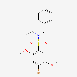 molecular formula C17H20BrNO4S B2706669 N-benzyl-4-bromo-N-ethyl-2,5-dimethoxybenzenesulfonamide CAS No. 1018058-61-1