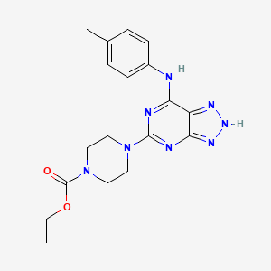 ethyl 4-(7-(p-tolylamino)-3H-[1,2,3]triazolo[4,5-d]pyrimidin-5-yl)piperazine-1-carboxylate