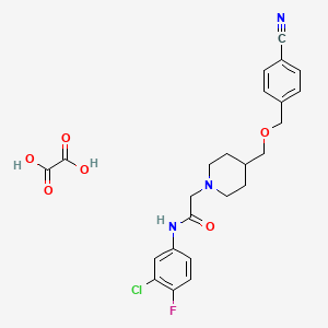 N-(3-chloro-4-fluorophenyl)-2-(4-(((4-cyanobenzyl)oxy)methyl)piperidin-1-yl)acetamide oxalate