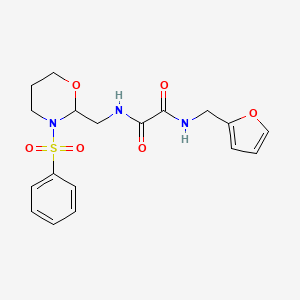 N-[[3-(benzenesulfonyl)-1,3-oxazinan-2-yl]methyl]-N'-(furan-2-ylmethyl)oxamide