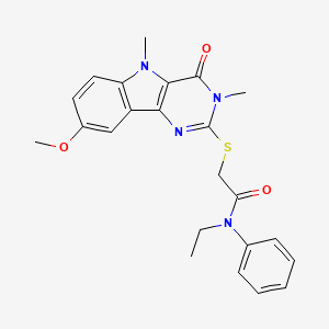N-ethyl-2-((8-methoxy-3,5-dimethyl-4-oxo-4,5-dihydro-3H-pyrimido[5,4-b]indol-2-yl)thio)-N-phenylacetamide