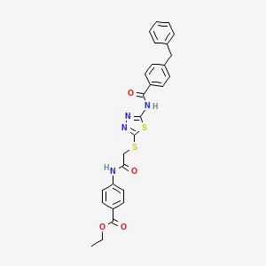 Ethyl 4-(2-((5-(4-benzylbenzamido)-1,3,4-thiadiazol-2-yl)thio)acetamido)benzoate