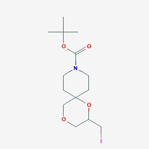 molecular formula C14H24INO4 B2706802 Tert-butyl 2-(iodomethyl)-1,4-dioxa-9-azaspiro[5.5]undecane-9-carboxylate CAS No. 2172031-72-8