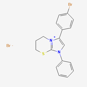 molecular formula C18H16Br2N2S B2706831 3-(4-bromophenyl)-1-phenyl-6,7-dihydro-5H-imidazo[2,1-b][1,3]thiazin-1-ium bromide CAS No. 288090-74-4