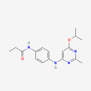 molecular formula C17H22N4O2 B2706833 N-(4-((6-isopropoxy-2-methylpyrimidin-4-yl)amino)phenyl)propionamide CAS No. 946303-26-0