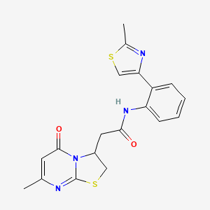 molecular formula C19H18N4O2S2 B2706942 N-[2-(2-methyl-1,3-thiazol-4-yl)phenyl]-2-{7-methyl-5-oxo-2H,3H,5H-[1,3]thiazolo[3,2-a]pyrimidin-3-yl}acetamide CAS No. 1797334-79-2