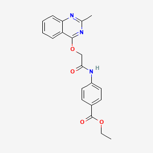 molecular formula C20H19N3O4 B2706943 Ethyl 4-(2-((2-methylquinazolin-4-yl)oxy)acetamido)benzoate CAS No. 1110979-55-9