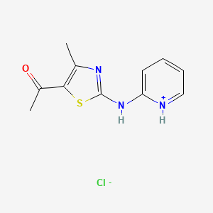 molecular formula C11H12ClN3OS B2706959 1-{4-Methyl-2-[(pyridin-2-yl)amino]-1,3-thiazol-5-yl}ethan-1-one hydrochloride CAS No. 1223343-03-0