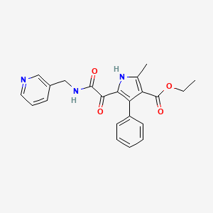 molecular formula C22H21N3O4 B2706975 ethyl 2-methyl-4-phenyl-5-({[(pyridin-3-yl)methyl]carbamoyl}carbonyl)-1H-pyrrole-3-carboxylate CAS No. 1105205-04-6