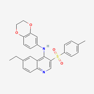 molecular formula C26H24N2O4S B2707034 N-(2,3-DIHYDRO-1,4-BENZODIOXIN-6-YL)-6-ETHYL-3-(4-METHYLBENZENESULFONYL)QUINOLIN-4-AMINE CAS No. 895643-24-0