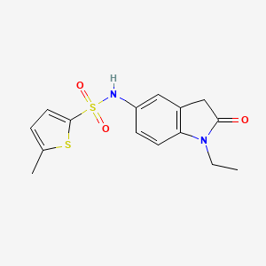 molecular formula C15H16N2O3S2 B2707049 N-(1-ethyl-2-oxoindolin-5-yl)-5-methylthiophene-2-sulfonamide CAS No. 921536-12-1