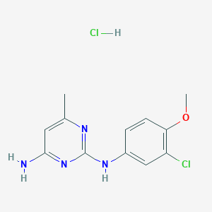 molecular formula C12H14Cl2N4O B2707079 N2-(3-chloro-4-methoxyphenyl)-6-methylpyrimidine-2,4-diamine hydrochloride CAS No. 1396812-81-9