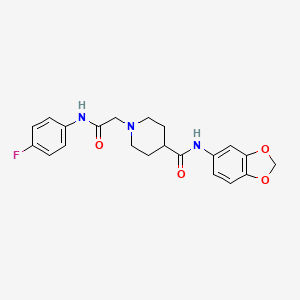 molecular formula C21H22FN3O4 B2707104 N-(2H-1,3-benzodioxol-5-yl)-1-{[(4-fluorophenyl)carbamoyl]methyl}piperidine-4-carboxamide CAS No. 942006-13-5